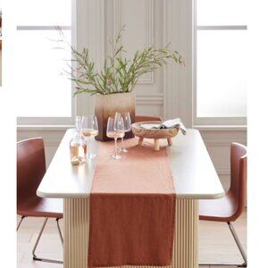 NWOT Quince 100% European Flax Linen 16x108 Table Runner In Terracotta Classic